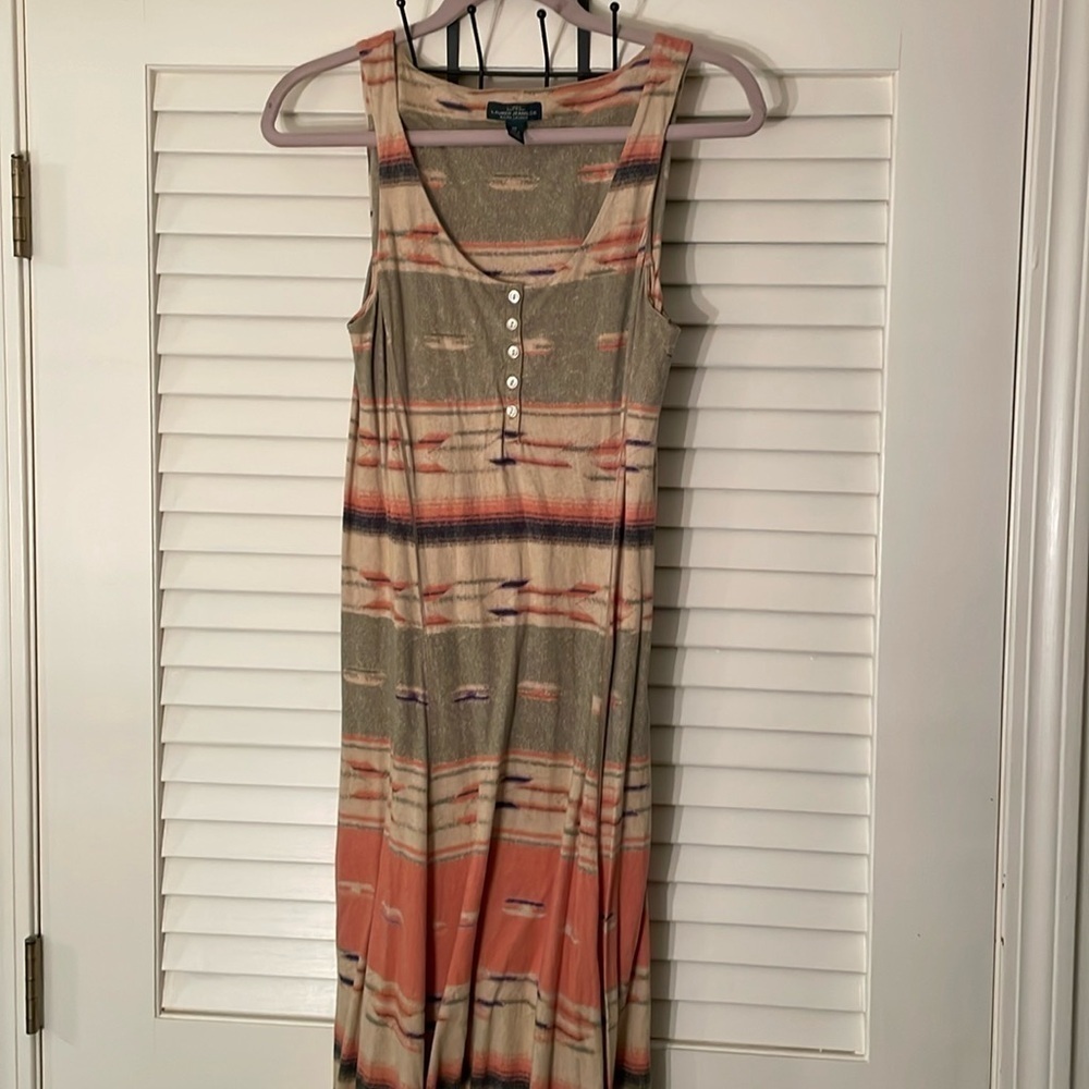 Lauren Jeans Co. by Ralph Lauren Henley Southwestern Print Maxi Sleeveless Dress